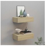  Stenska polica s predalom 2 kosa hrast 40x23,5x10 cm MDF | Shoptok.si