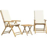  3-dijelni sklopivi bistro set s krem bijelim jastucima bambus | Eponuda.ba