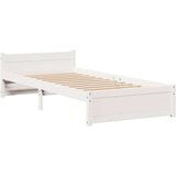  Posteljni okvir z vzglavjem bel 75x190 cm trdna borovina, (21311146) | Shoptok.si