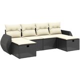 Maison Chic Seti vrtnega pohištva - Vrtna garnitura - Vrtni pohištvo set 6-delna z blazinami črna poli ratan, (21806090) | Shoptok.si