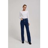 Marisse Wide Leg Jeans With Double Buttons, Navy Blue | Shoptok.si