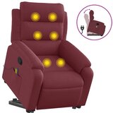 vidaXL Masažni naslonjač na podizanje od tkanine crvena boja vina | shoptok.hr