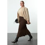 Trendyol Ženska suknja Tbbaw25Az00023, Braon Cene