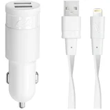 Avto polnilec VA4225 WD2 Bele barve 3,4A / 2xUSB + MFi Lightning kabel 1,2m, (21576820)