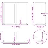  Noge za blagovaonski stol T-oblika 2 kom Crne 70x35x(72-73) cm Čelik | shoptok.hr