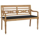 vidaXL Klop Batavia s črno blazino 150 cm trdna tikovina | Shoptok.si