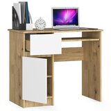 AKORD Piksel Računalniška Miza, Leva Izvedba, Hrast Artisan/Bela, (5000333053) | Shoptok.si