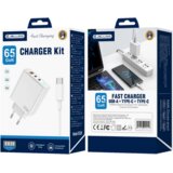 Jellico EU20 GAN PD 65W STENSKI POLNILNIK 2XUSB-C + 1XUSB QC3.0 + USB-C - USB-C KABEL BELE BARVE, (5000337887) Cene