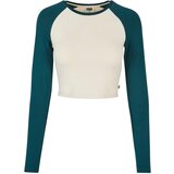 UC Ladies Ladies Organic Cropped Retro Baseball Longsleeve Whitesand/Jasper Cene