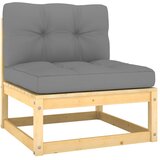 vidaXL Vrtna srednja sofa sa sivim jastucima od masivne borovine | shoptok.hr