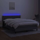  Box spring postelja z vzmetnico LED temno siva 140x200 cm blago, (20725135) | Shoptok.si