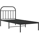  Metalni okvir za krevet s uzglavljem crni 90x200 cm | shoptok.hr