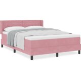  Postelja s pomično vzmetnico in vzmetnico Roza 140x200 cm Žamet, (22051159) | Shoptok.si