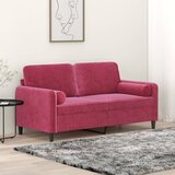 vidaXL Kavč dvosed z blazinami vinsko rdeč 140 cm žamet Cene
