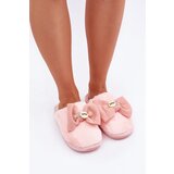  Women's Slippers With Fur And Bow Pink Olfedi Cene