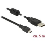 Delock USB kabel USB 2.0 USB-A vtič\, USB-mini-B vtič 5.00 m črna s feritnim jedrom 84916, (20416520) | Shoptok.si