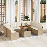 vidaXL 10-delni vrtni kavč set z blazinami Bež poly rattan | Shoptok.si