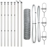vidaXL Heksagonalna ograja 0.8x10 m Pocinkano jeklo, Ograjni stebri 7 kos Ø32 mm 120 cm Pocinkano jeklo | Shoptok.si