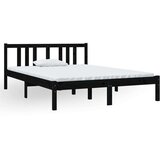  Posteljni okvir črn iz trdnega lesa 135x190 cm 4FT6, (20643154) | Shoptok.si