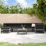 Maison Chic Seti vrtnega pohištva - Vrtna garnitura - Vrtni pohištvo set 8-delna z blazinami siva trdna borovina, (21808184) | Shoptok.si
