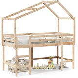 Maison Chic Postelja za odrasle - Posteljni Okvir z lestvijo in streho 90x190 cm borovina, (22082611) | Shoptok.si