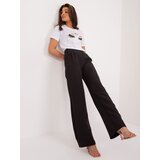 Fashion Hunters Black smooth high-waisted fabric trousers | shoptok.hr