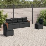 6-dijelni set vrtnih sofa s jastucima crni od poliratana Crna 59 x 62 x 69 cm | Shoptok.si