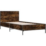  The Living Store Posteljni okvir dimljeni hrast 75x190 cm inž. les in kovina - Posteljni Okvir, (21497761) | Shoptok.si
