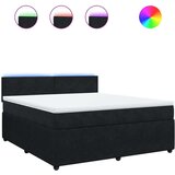 vidaXL Box spring postelja z vzmetnico črna 180x200 cm žamet | Shoptok.si