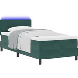vidaXL Box Spring Postelja z Vzmetnico & LED Temno Zelena 90x200 cm Žamet | Shoptok.si