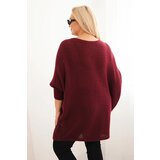Kesi Włoski Women's Plus Size Sweater with Mohair Poncho burgundy | shoptok.hr