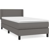 vidaXL Box spring postelja z vzmetnico siva 90x200 cm umetno usnje, (20790119) Cene