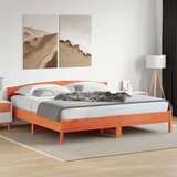 Okvir kreveta s uzglavljem voštano smeđi 200x200 cm od borovine | shoptok.hr