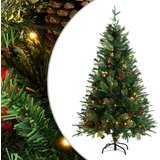 vidaXL Novoletna jelka z LED lučkami in storži zelena 150 cm PVC in PE Cene