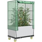 vidaXL Visoka greda s prevleko in kolesi videz ratana 80x50x182 cm | Shoptok.si