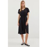 Bigdart 2378 V Neck Slit Knitted Dress - Black | Shoptok.si