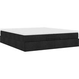 vidaXL Otomanski posteljni okvir z vzmetnicami črn 200x200 cm blago | Shoptok.si