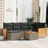 Maison Chic Seti vrtnega pohištva - Vrtna garnitura - Vrtni pohištvo set 7-delna z blazinami siv poli ratan, (21802623) | Shoptok.si