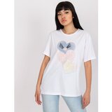 Fashion Hunters White cotton t-shirt with an applique Cene