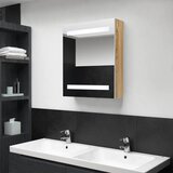 Maison Chic LED Kopalniška omarica - Kopalniški kabinet z ogledalom bela in hrast 50x14x60 cm, (21794440) | Shoptok.si