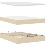 vidaXL Otomanski posteljni okvir z vzmetnico krem 140x200 cm blago | Shoptok.si