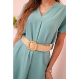 Kesi Włoski Dress with a decorative belt dark mint | shoptok.hr