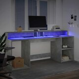  Radni stol s LED svjetlima sivi 200x55x91 cm konstruirano drvo | Eponuda.com