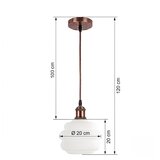 Brilagi LED luster na sajli RETRO GLASS 1xE27/60W/230V prečnik 20 cm bakarna/bela | Eponuda.com
