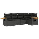 Maison Chic Seti vrtnega pohištva - Vrtna garnitura - Vrtni pohištvo set 5-delna z blazinami črn poli ratan, (21815318) | Shoptok.si