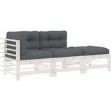 Maison Chic Seti vrtnega pohištva - Vrtna garnitura - Vrtni pohištvo set 3-delna z blazinami bel trden les, (21809567) | Shoptok.si