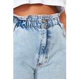 Trendyol Curve Blue High Waist Elastic Waist Wide Leg Shorts & Bermuda | Eponuda.ba
