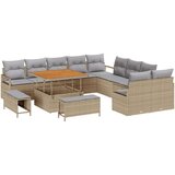 Set sofa za vrt s 13 dijelova s jastucima Bež Poli ratan Akacija sofa za vrt s dvoja sjedala s jastucima Bež Poli ratan 3-dije Cijene