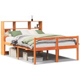 vidaXL Knjižna postelja brez vzmetnice vošč. rjava 120x200cm trden les | Shoptok.si