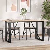 The Living Store Jedilna miza O okvir 140x80x75,5 cm trdna borovina lito železo - Jedilna Miza, (21836278) | Shoptok.si